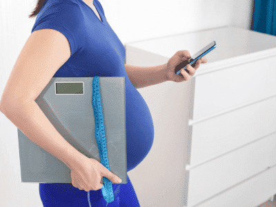 Grávida controlando peso